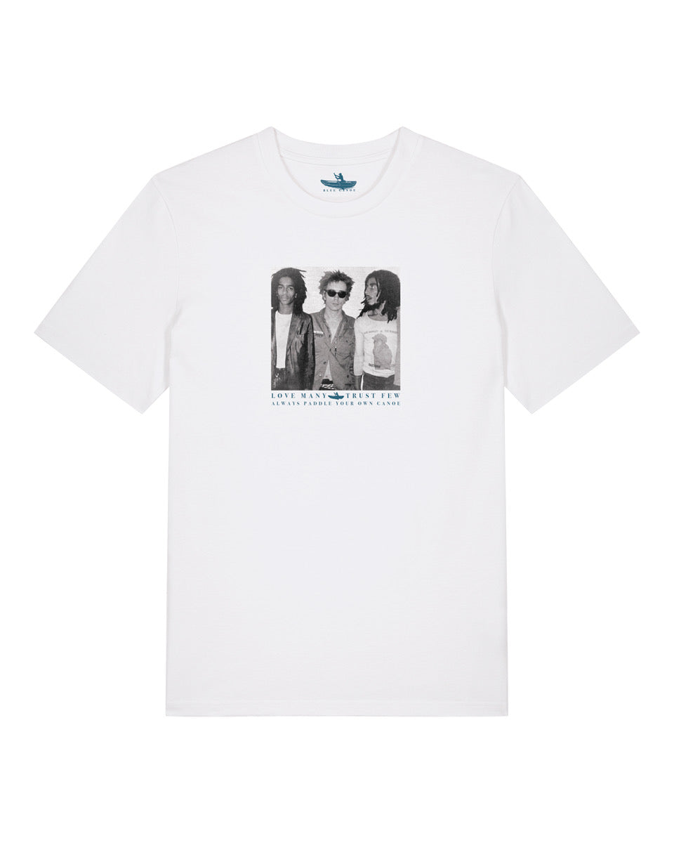 DON LETTS GRAPHIC TEE - WHITE - LOVE MANY TRUST FEW