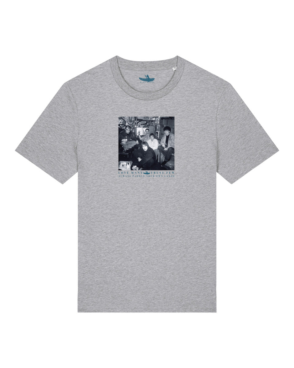 OASIS GRAPHIC TEE - HEATHER GREY - LOVE MANY TRUST FEW