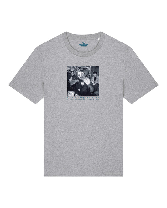 OASIS GRAPHIC TEE - HEATHER GREY - LOVE MANY TRUST FEW