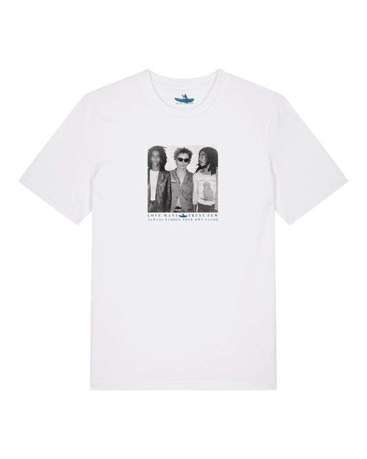 DON LETTS GRAPHIC TEE - WHITE - LOVE MANY TRUST FEW